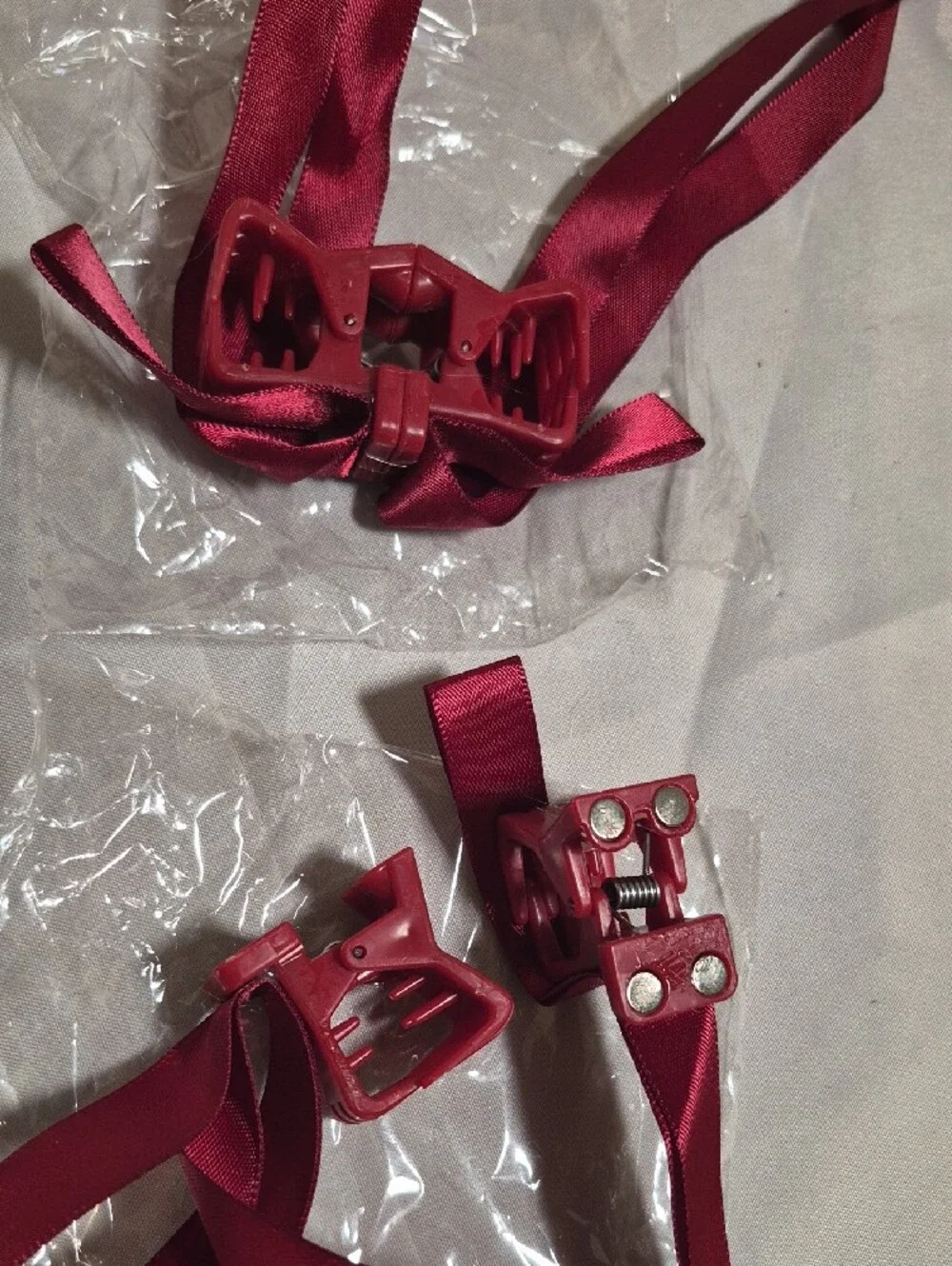 Mixed Hair Accessories Set - Orange Bow & Burgundy Clips